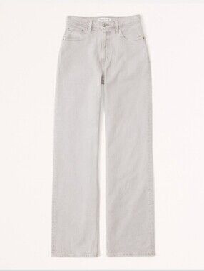 NWT 24/00 SHORT Abercrombie High Rise 90s Relaxed Jean, Light Gray